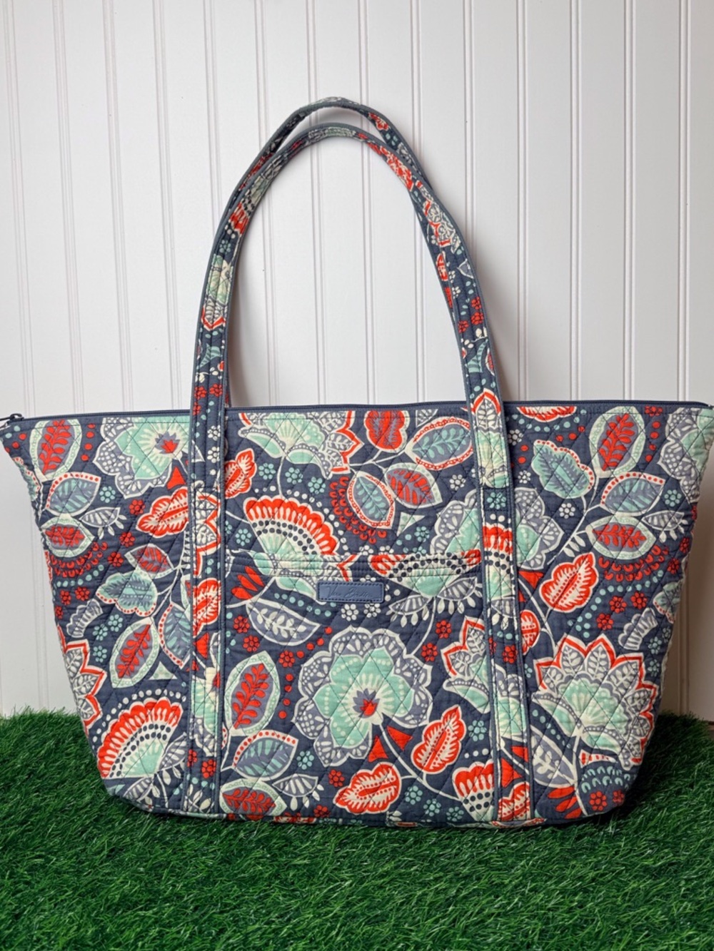 Vera Bradley Miller Carry On Travel Tote Nomadic Floral Gray/Red/Mint GUC